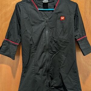 Black Zip-Up Top with Red Accents